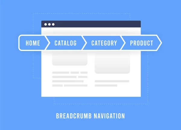 stock vector Breadcrumbs Navigation illustration. Improving Website SEO and User Experience. Utilizing Breadcrumbs and Internal Links to Enhance Website Hierarchy and Usability. Flat design vector Illustration