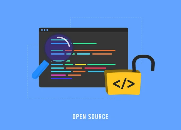 Open Source Концепция Oss Совместное Свободное Программное Обеспечение Доступным Исходным — стоковый вектор