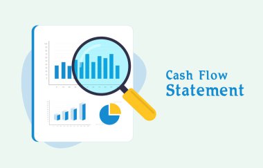 Nakit akışı beyanı - finansal iş konsepti illüstrasyon mali rapor belgesi, çizelge ve grafik. Modern düz tasarım vektör konsepti. Vektör illüstrasyonu