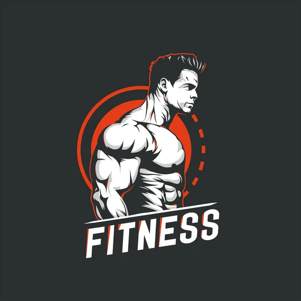 Fisiculturista Gym Fitness Man Logo Template Vector Ilustração —  Vetores de Stock