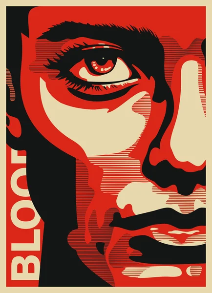 Modèle Affiche Avec Portrait Masculin Fond Rouge Noir Regardez Les — Image vectorielle