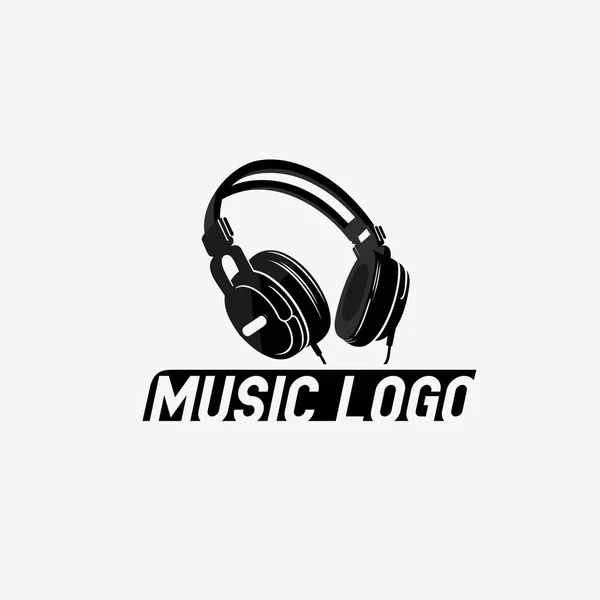 Logo Con Auriculares Emblema Nacional Monocromo Elemento Diseño Concepto Musical — Vector de stock