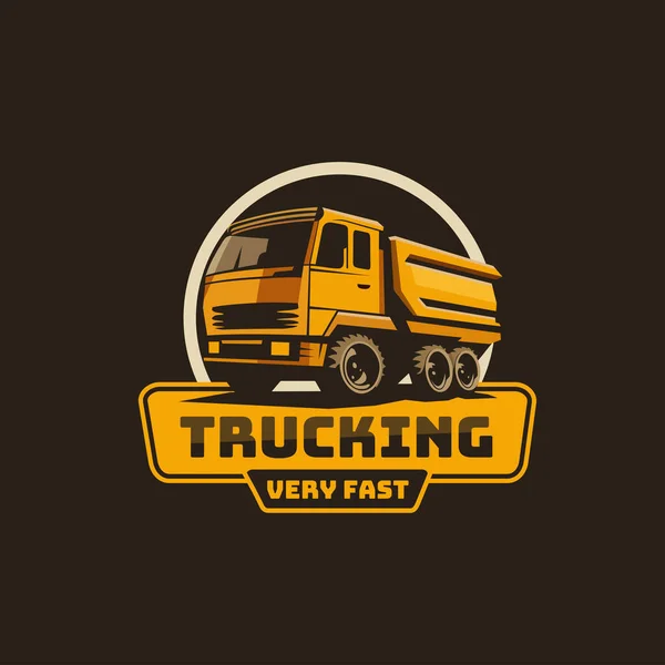 Trucking Logo Emblema Azienda Pronto Fatto Modello Logo Logo Trasporto — Vettoriale Stock