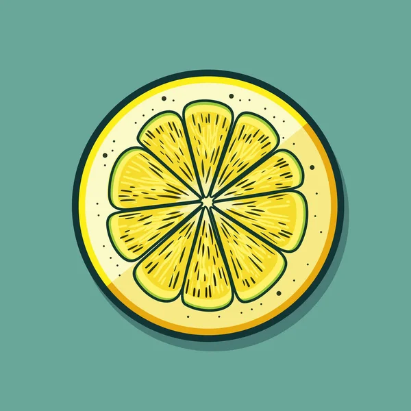 Limon Dilimli Yarım Dilim Limonlu Vektör Illüstrasyonu — Stok Vektör