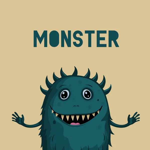 Niedliches Lustiges Monster Halloween Charakter Design Poster Karten Vektor Illustration — Stockvektor