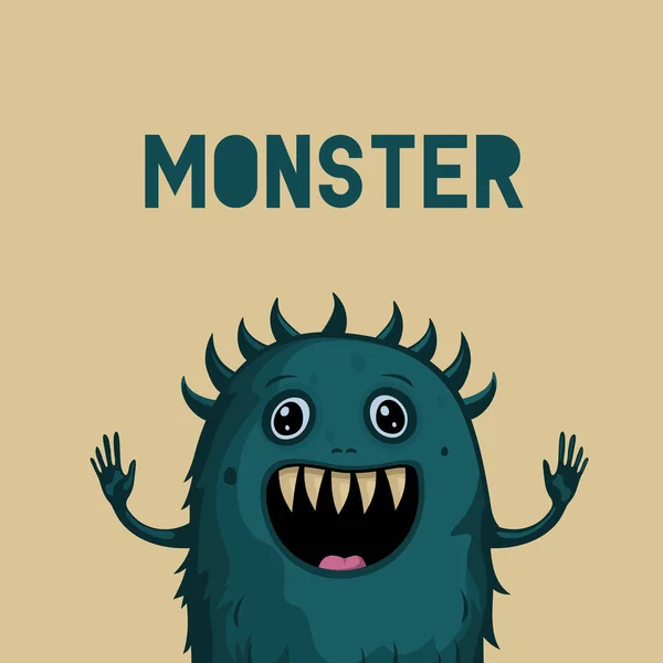 Söt Rolig Monster Halloween Karaktär Design Affisch Kort Vektor Illustration — Stock vektor