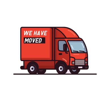 We have moved red car on white background. Delivery and shipping of the product to the client. Flat vector illustration. clipart