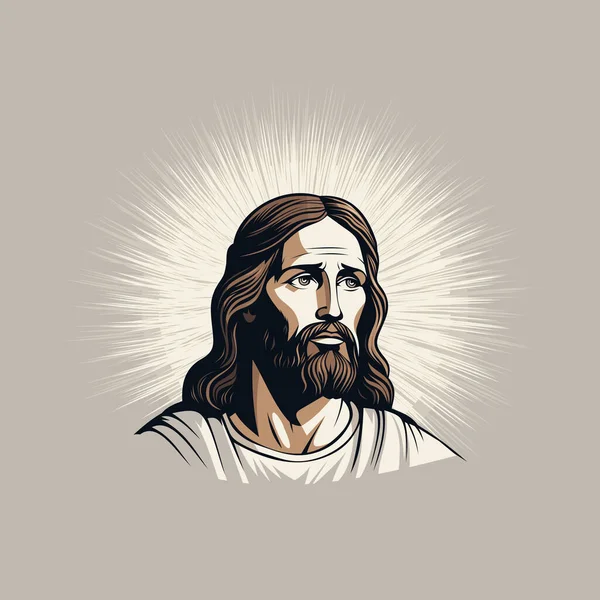 Portrait Jésus Christ Sens Profond Divinité Sagesse Illustration Vectorielle — Image vectorielle