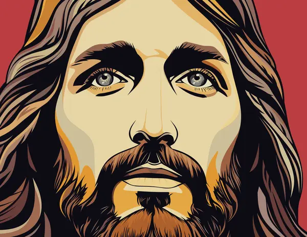 Portrait Jésus Christ Art Peinture Illustrations Vectorielles — Image vectorielle