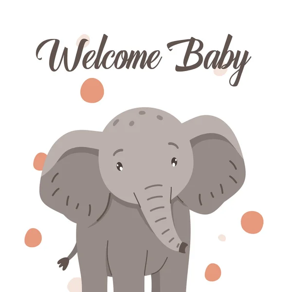 Graziosa Illustrazione Dell Elefante Vettore Carattere Animale Bambino Illustrazione Vettoriale — Vettoriale Stock