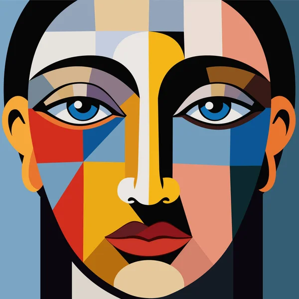 Künstlerisches Geometrisches Porträt Eines Mädchens Stil Des Kubismus Vektorillustration — Stockvektor