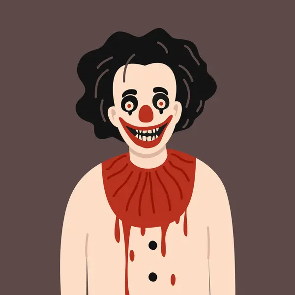 Clown Spaventoso Con Faccia Sorridente Illustrazione Vettoriale Halloween — Vettoriale Stock