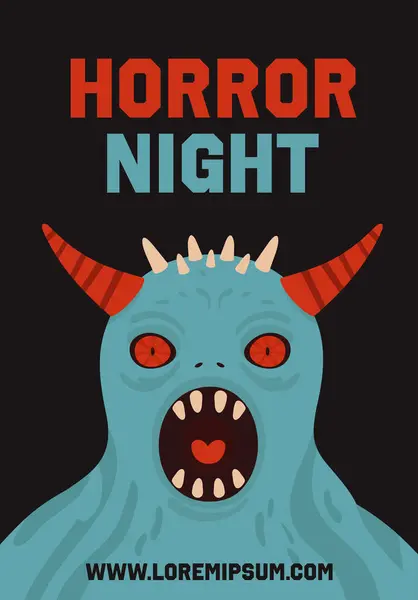 Monstrous Creature Sharp Teeth Red Eyes Horror Vector Illustration Vector Graphics