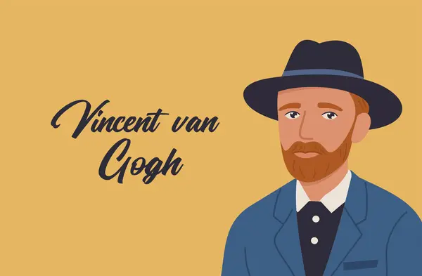 Kartun Van Gogh Dengan Tempat Untuk Teks Anda Ilustrasi Vektor Stok Ilustrasi 