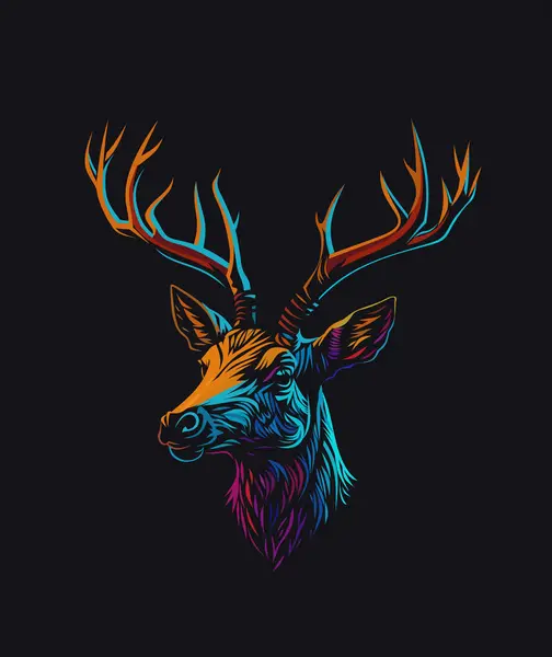 Portrait Fairytale Deer Vector Illustration Shirt Design Stock Illustration