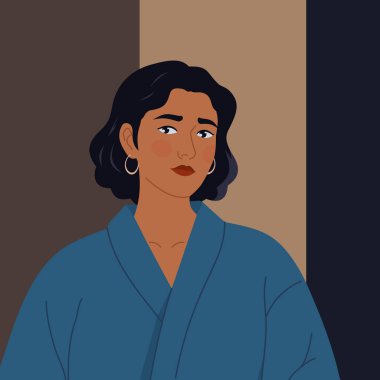 Gece yarısı çekilmiş bir kız portresi. Vektör illüstrasyonu