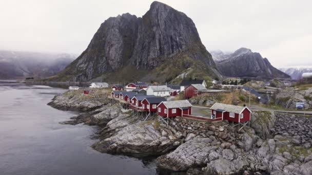 Nagranie Wolnego Ruchu Rybackiej Wioski Lofoten Reine Norwegia Gładkie Nagranie — Wideo stockowe