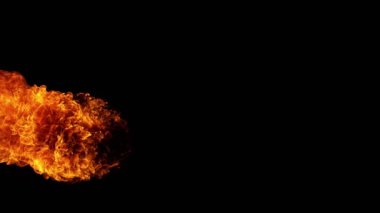 Siyah arka planda izole edilmiş süper yavaş ateş patlaması. Yüksek hızlı sinema kamerası, 1000 fps..
