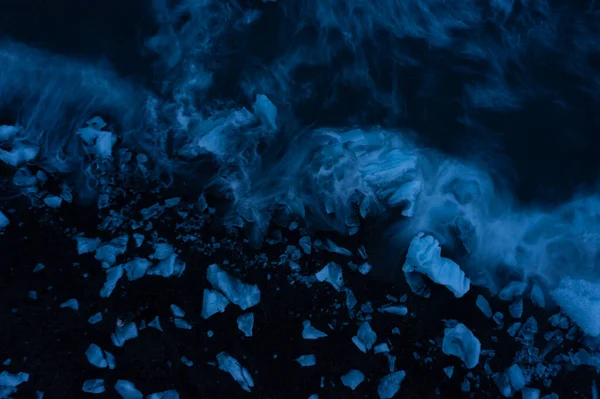 Letecký Pohled Ledové Kry Ledovce Pláži Diamond Noci Výstřel Při — Stock fotografie