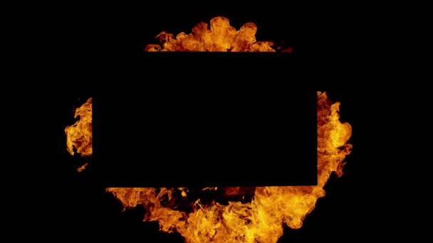 Super Zeitlupe Des Feuerrahmens Isoliert Auf Schwarzem Hintergrund Gefilmt Mit — Stockvideo