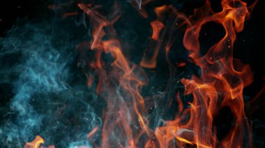 Fire flames on black background. Fiery abstract fire line. clipart