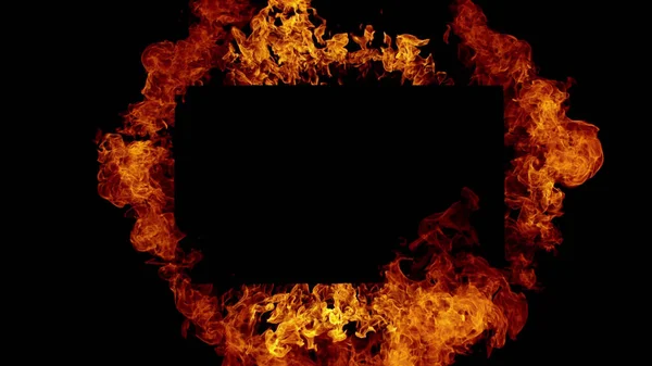 Fire Frame Free Space Text Isolated Black Background — Stock Photo, Image