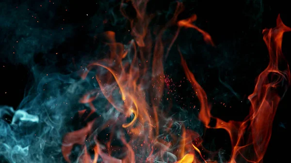 黑色背景的火焰 火热抽象的火线 — 图库照片