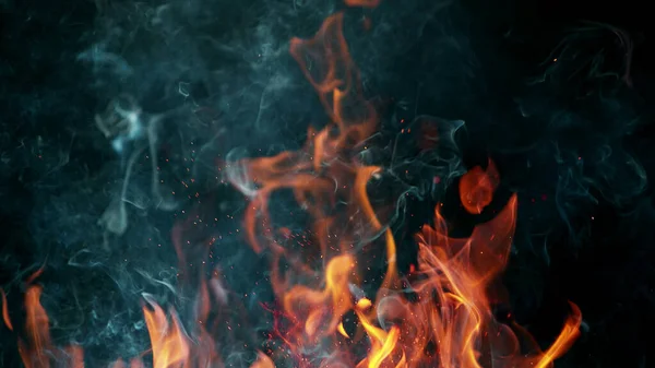 Siyah Arka Planda Yangın Alevleri Ateşli Soyut Ateş Hattı — Stok fotoğraf