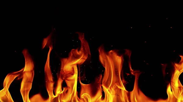 黒い背景に炎 抽象的な火の線 — ストック写真