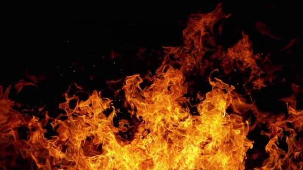 Tűz Láng Fekete Háttérrel Tüzes Elvont Tűzvonal — Stock Fotó