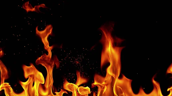 Fire Flames Black Background Fiery Abstract Fire Line — Stock Photo, Image