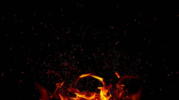 Flammes Feu Sur Fond Noir Fiery Ligne Feu Abstraite — Photo