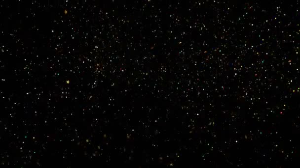 Super Zeitlupe Glitzernder Farbiger Teilchen Auf Schwarzem Hintergrund Gefilmt Mit — Stockvideo