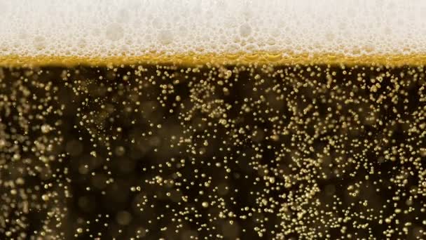 Super Langzame Beweging Van Champagne Bubbels Textuur Gefilmd Hoge Snelheid — Stockvideo