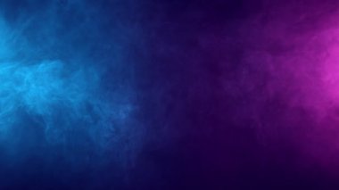 Neon ışıklarıyla vurgulanmış renkli duman dokusunun süper yavaş çekimi. Yüksek hızlı sinema kamerasıyla çekilmiş..