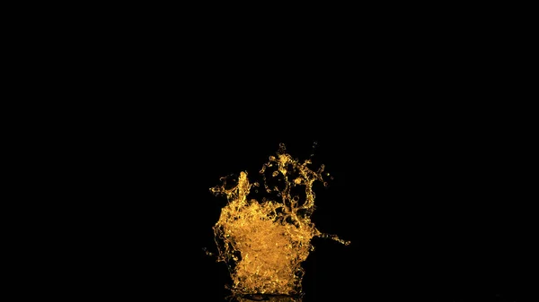 Spruzzo Oro Isolato Sfondo Nero Movimento Congelamento Dell Acqua Esplosiva — Foto Stock