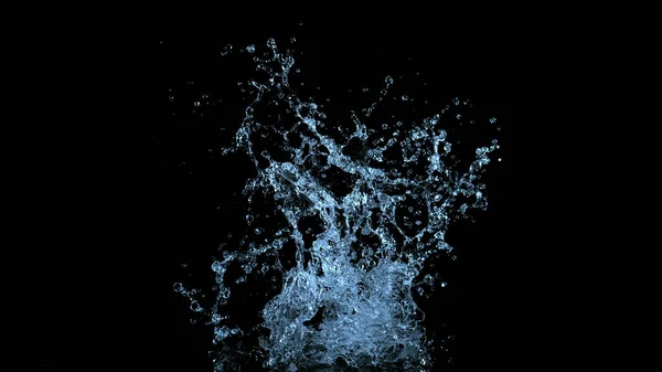 Water Splash Geïsoleerd Zwarte Achtergrond Bevriezen Beweging Van Exploderend Water — Stockfoto