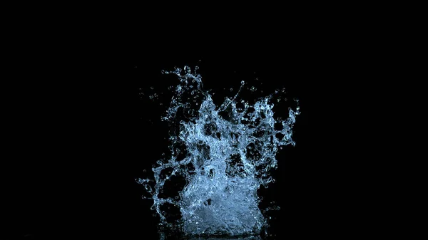 Salpicadura Agua Aislada Sobre Fondo Negro Congelar Movimiento Del Agua — Foto de Stock