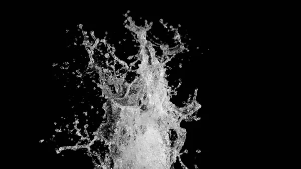 Salpicos Água Isolados Fundo Preto Congelar Movimento Explodir Água — Fotografia de Stock