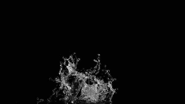 水花被隔离在黑色的背景上 水在空气中爆炸的冻结运动 — 图库照片