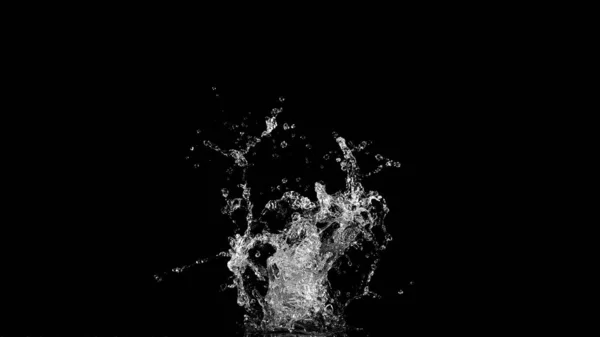 Сплеск Води Ізольовано Чорному Тлі Заморожувати Рух Вибухової Води Повітрі — стокове фото