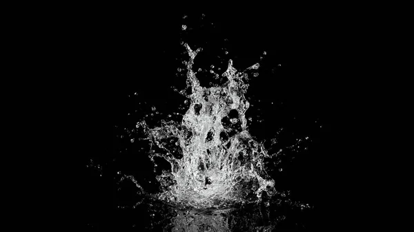 Siyah Arka Planda Sıçraması Havada Patlayan Suyun Dondurucu Hareketi — Stok fotoğraf