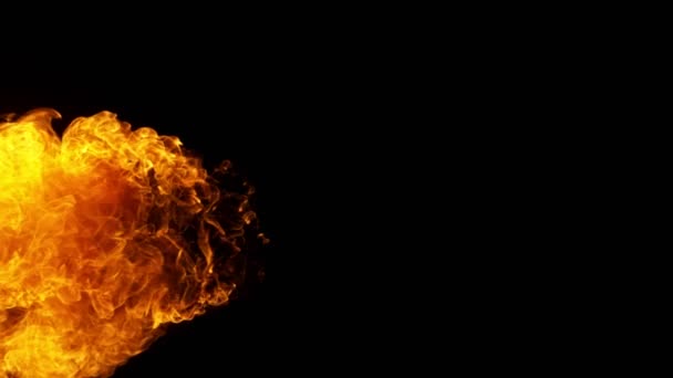 Сверхмедленное Движение Огненного Взрыва Изолировано Черном Фоне Снято Камеру Высокоскоростного — стоковое видео