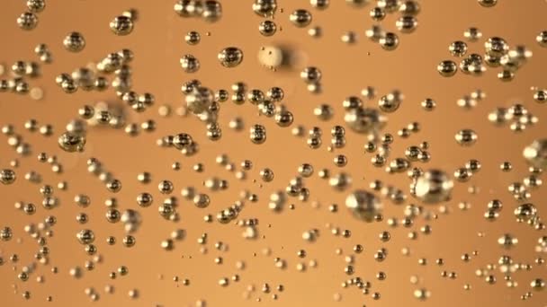 Сверхмедленное Движение Пузырей Шампанского Текстуры Съемки Камеру Высокоскоростного Кино 1000 — стоковое видео