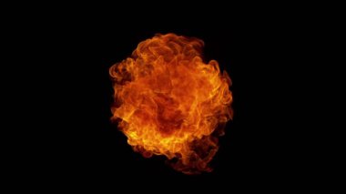 Siyah arka planda izole edilmiş süper yavaş ateş patlaması. Yüksek hızlı sinema kamerası, 1000 fps..