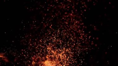 Kara Arkaplanda Kıvılcımlar Olan Çok Yavaş Ateş Hareketi. Yüksek Hız Sinema Kamerası, 1000fps.