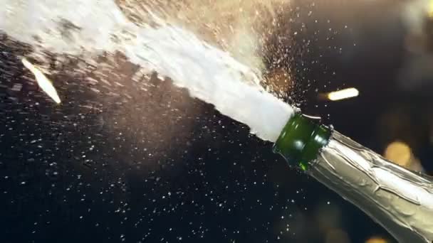 Super Slow Motion Champagne Explosion Crushed Ice Strawberries Filmed High — Stock Video
