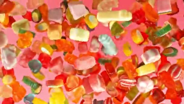 Super Slow Motion Flying Candies Air Camera Super Fast Motion — Video
