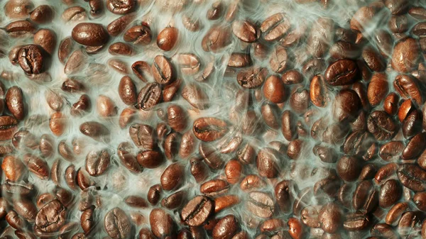Koffiebonen Die Geroosterd Worden Close Abstract Koffie Achtergrond Met Hele — Stockfoto