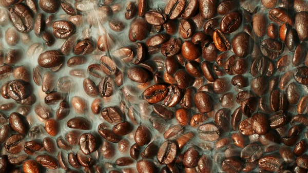 Coffee Beans Beying Roasted Closeup Abstract Coffee Background Whole Beans —  Fotos de Stock